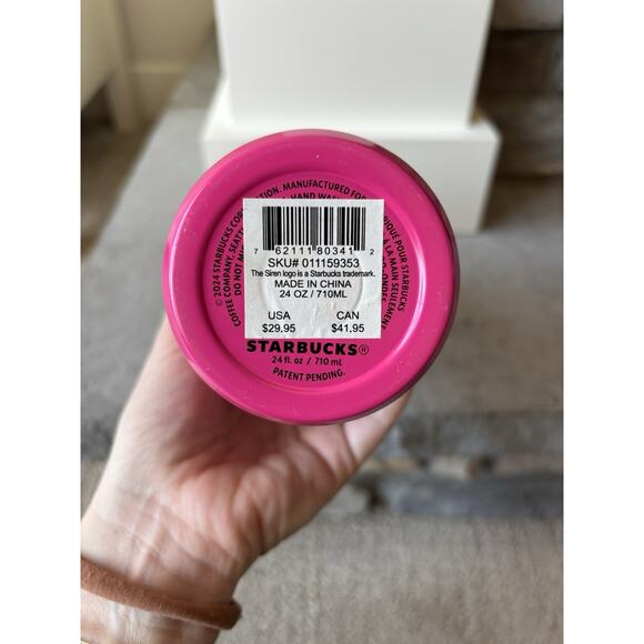 Starbucks 2024 Christmas Vacuum Insulated Tumbler Twist Pink & Green 24oz - Picture 3 of 6